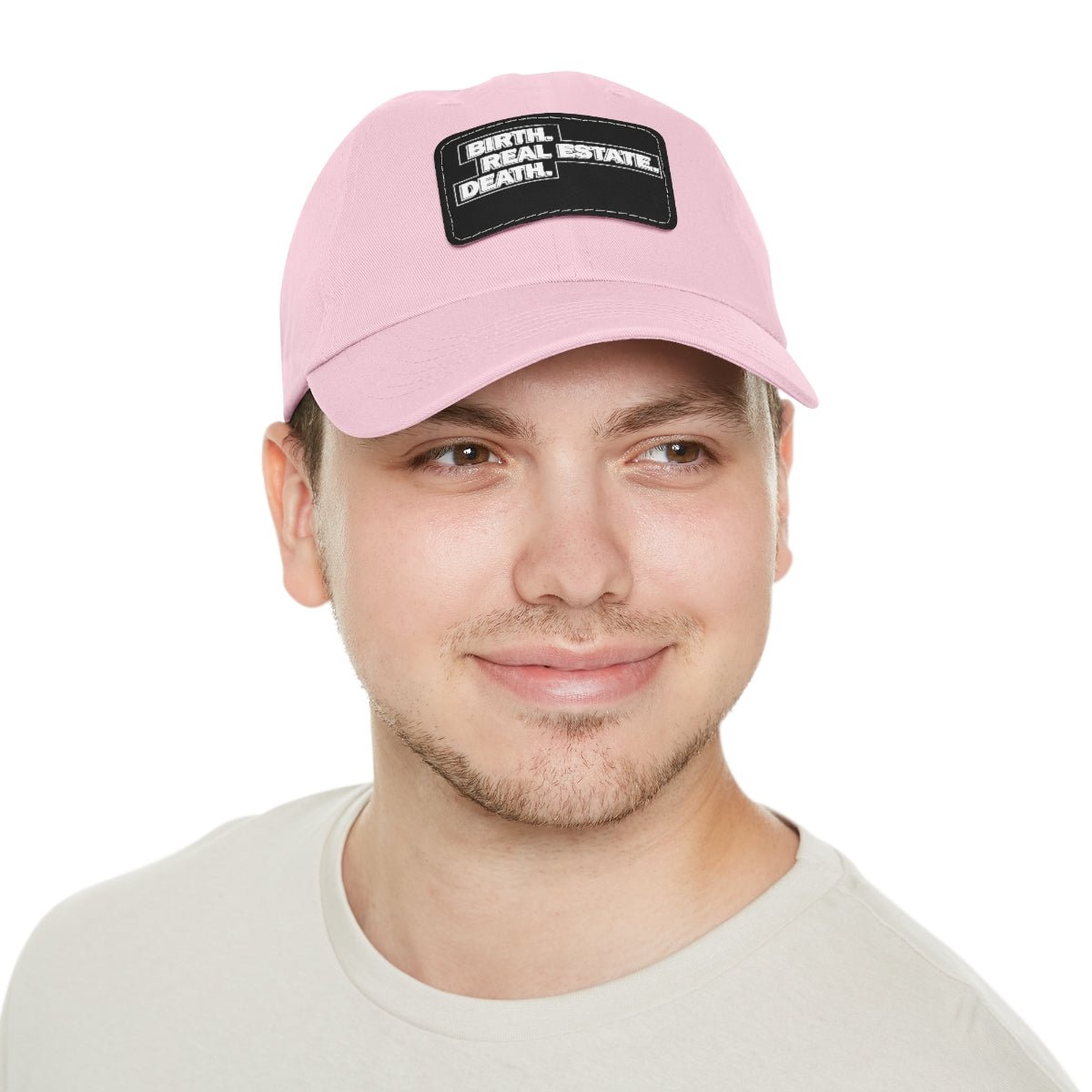 Birth. Real Estate. Death. Hat with Leather Patch - Hats | ShirtyAgents