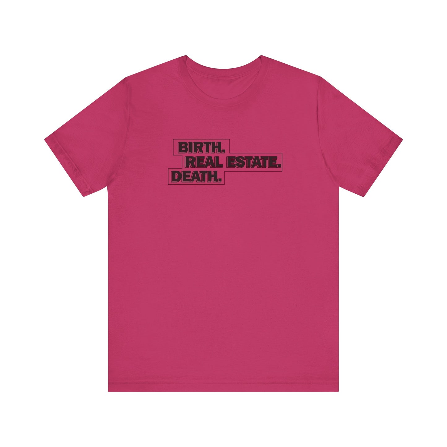 Birth. Real Estate. Death. Tee