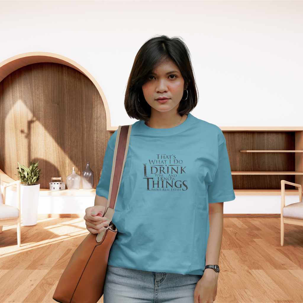 I Drink Wine and Know Real Estate Classic Tee by ShirtyAgents, product mockup