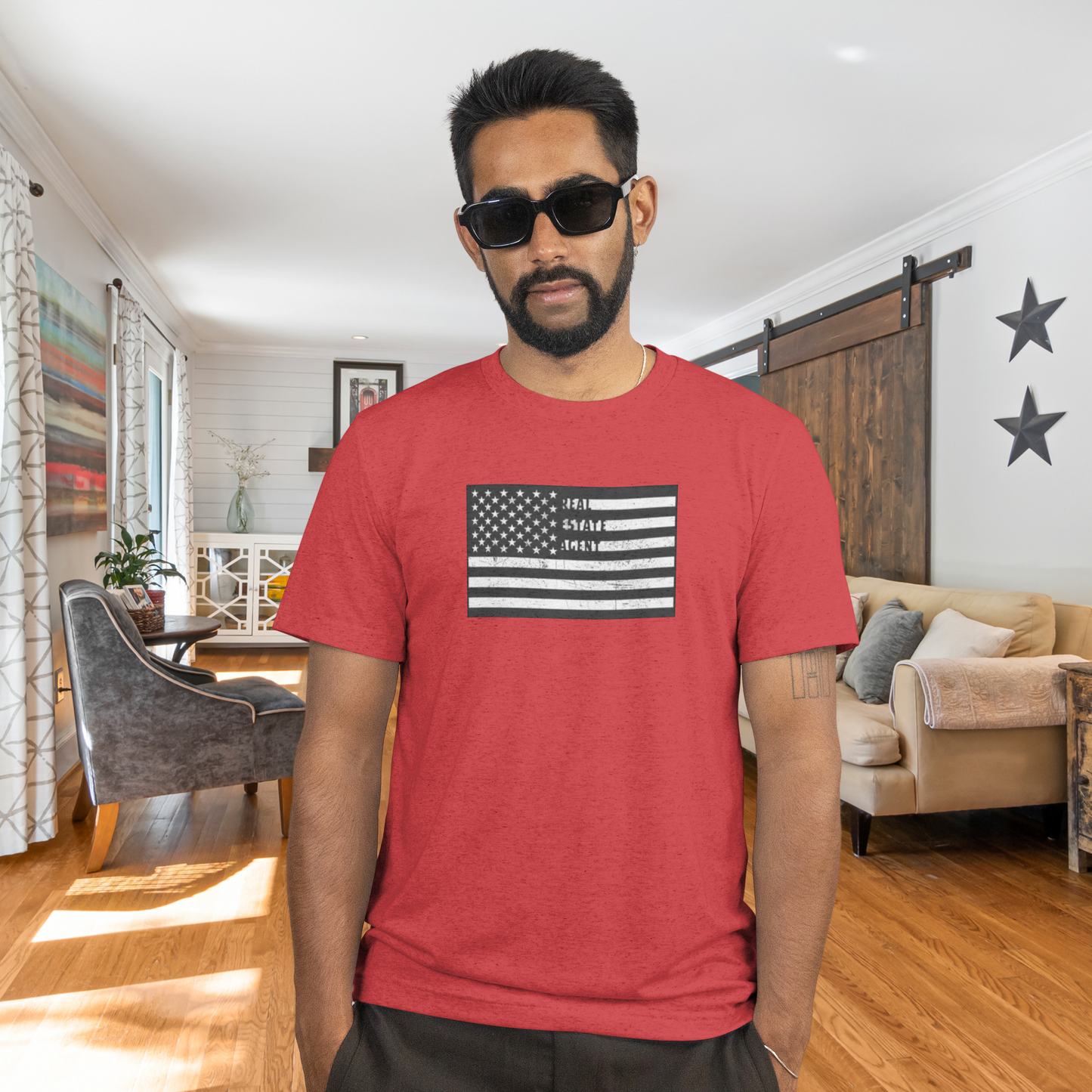 American Flag Real Estate Agent Distressed T-Shirt