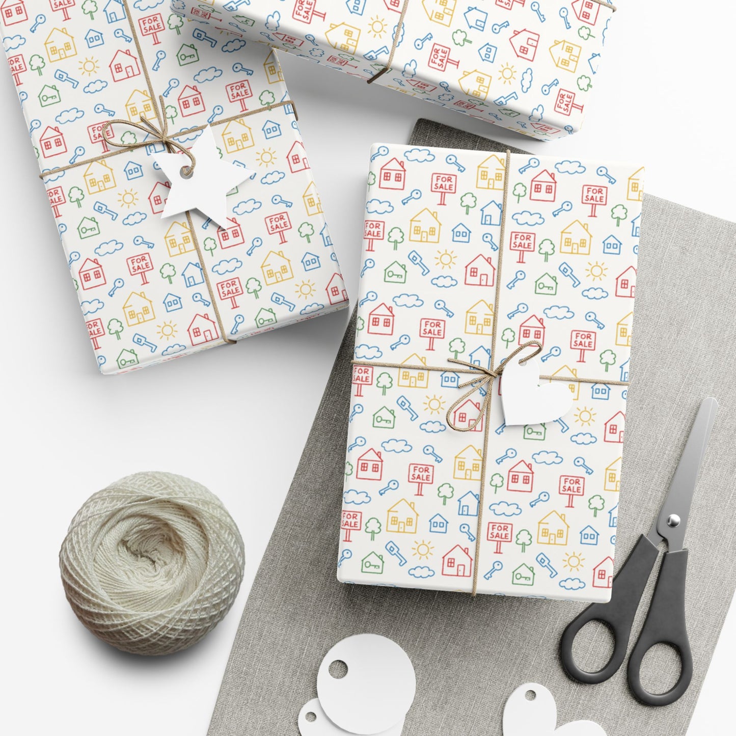 Childhood Sketch Neighborhood Holiday Gift Wrap