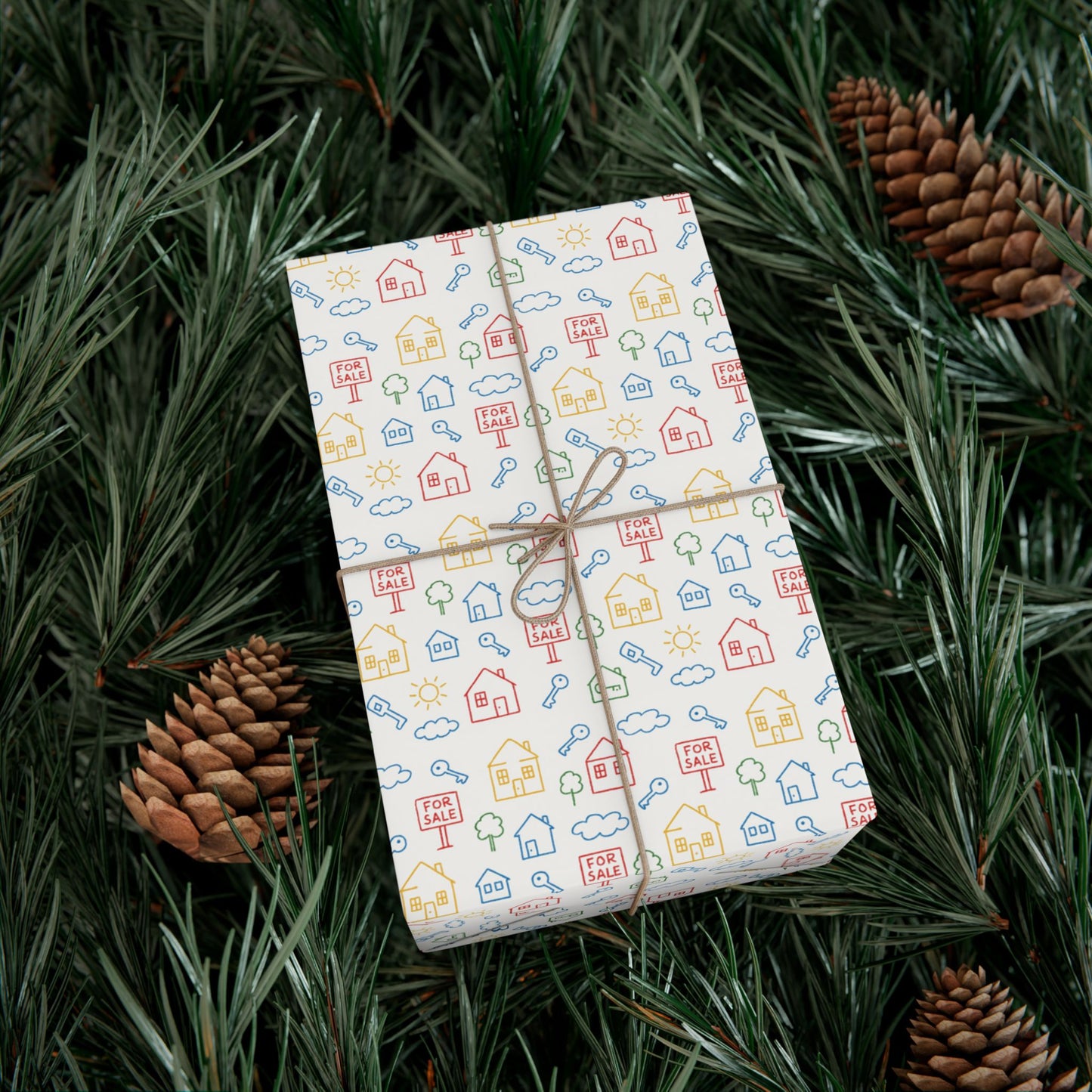 Childhood Sketch Neighborhood Holiday Gift Wrap