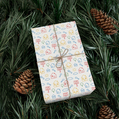 Childhood Sketch Neighborhood Holiday Gift Wrap