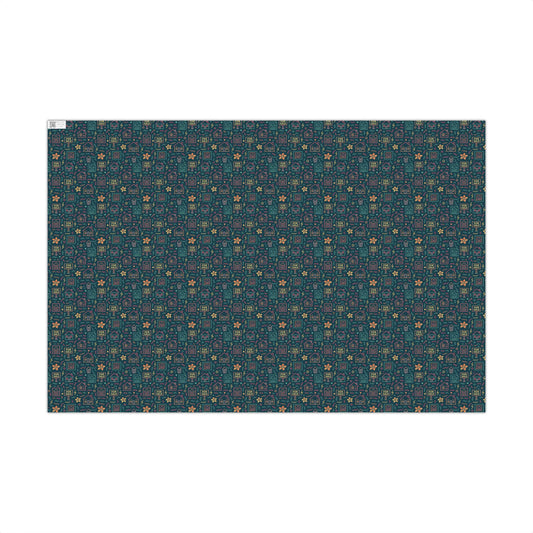 Pastel Open House Retro Pattern Holiday Gift Wrap