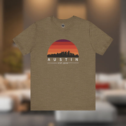 Austin Established Retro Sunset Tshirt