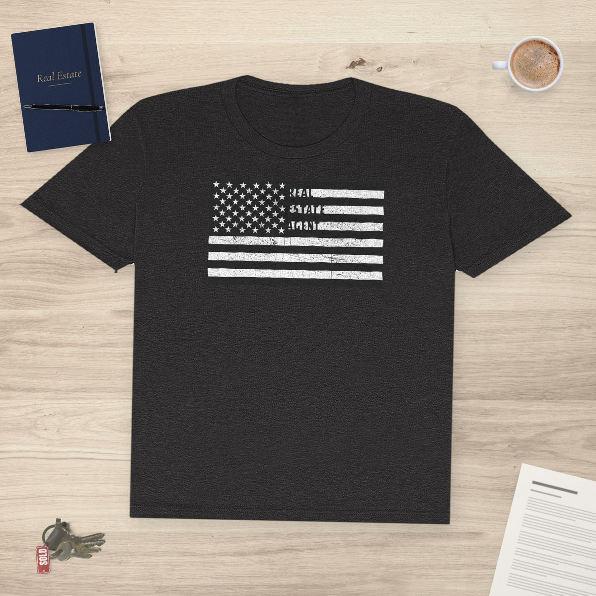 American Flag Real Estate Agent Distressed | Classic Tee - T-Shirt | ShirtyAgents