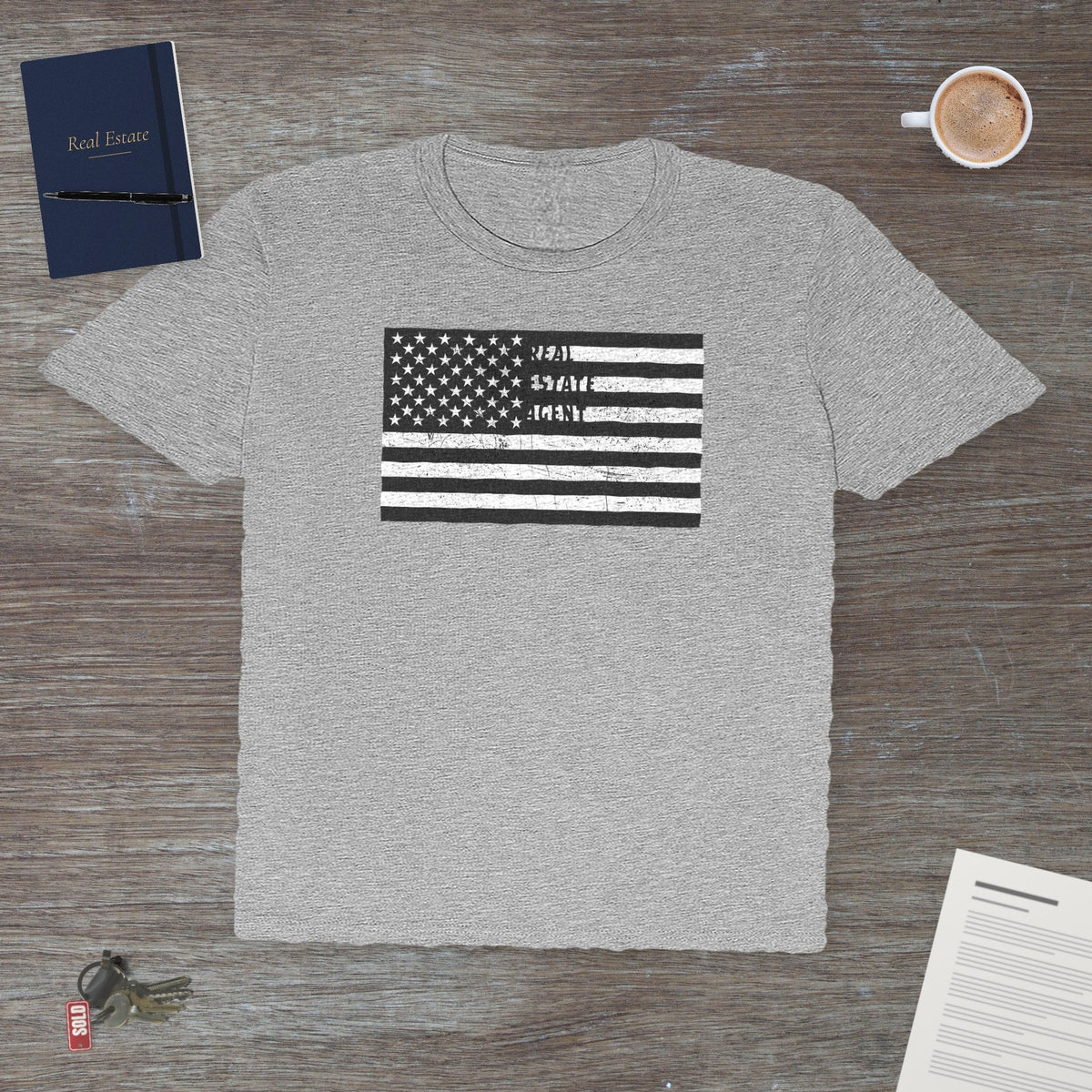 American Flag Real Estate Agent Distressed | Classic Tee - T-Shirt | ShirtyAgents