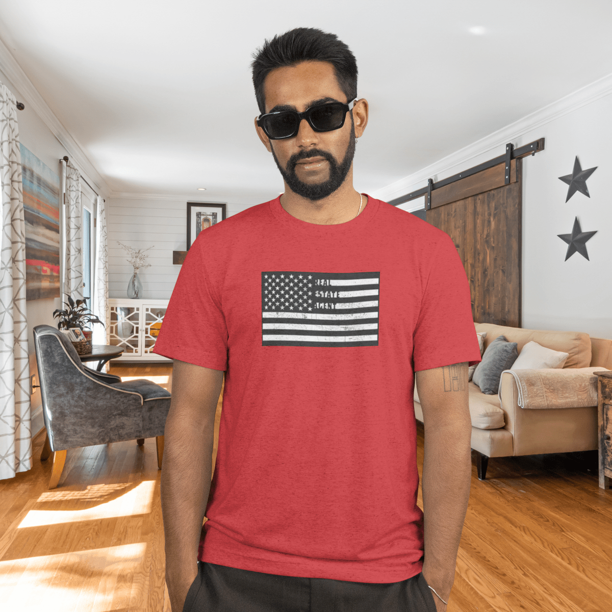 American Flag Real Estate Agent Distressed T-Shirt - T-Shirt | ShirtyAgents