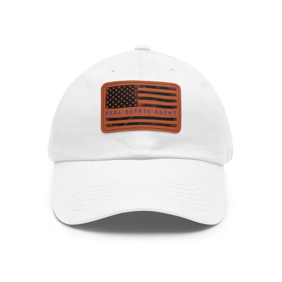 American Flag Real Estate Agent Hat with Leather Patch - Hats | ShirtyAgents