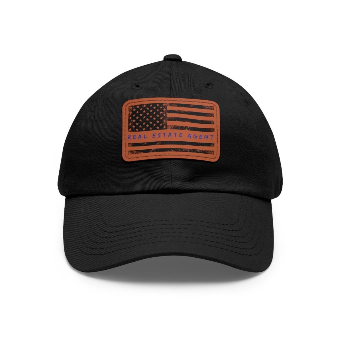 American Flag Real Estate Agent Hat with Leather Patch - Hats | ShirtyAgents
