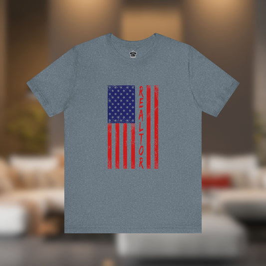American Flag REALTOR V3 - Red Edition - T-Shirt | ShirtyAgents