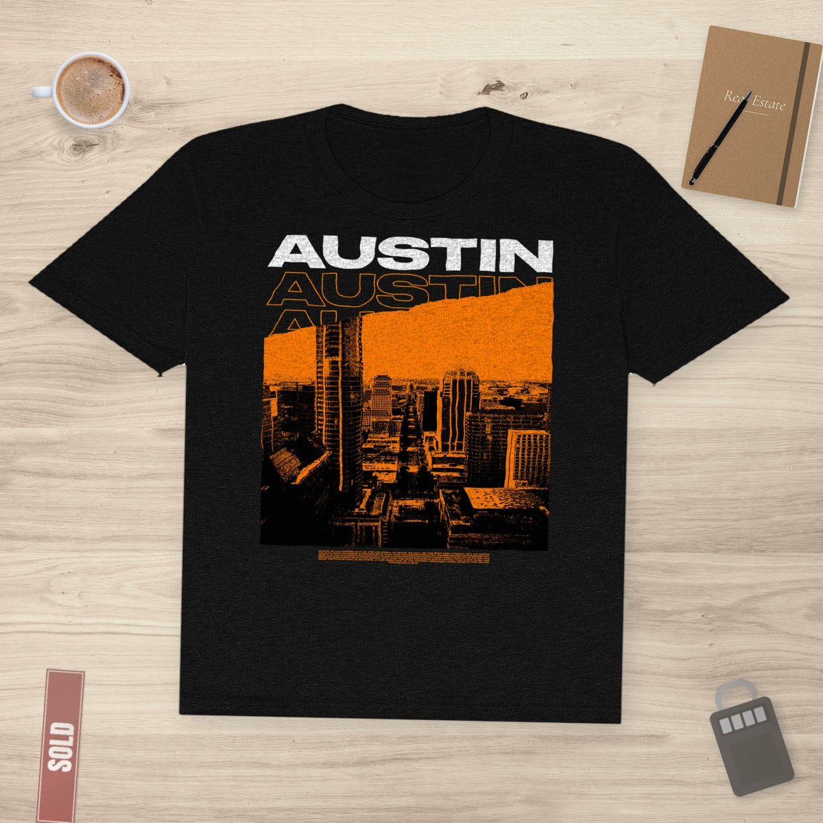 Austin Cityscape – Orange Edition | Classic Tee - T-Shirt | ShirtyAgents