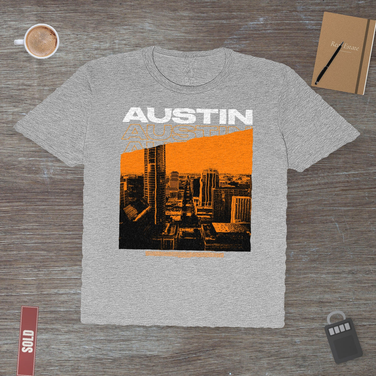 Austin Cityscape – Orange Edition | Classic Tee - T-Shirt | ShirtyAgents