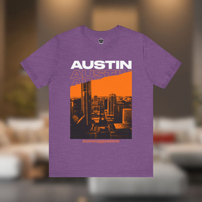 Austin Cityscape – Orange Edition (Unisex Tee) - T-Shirt | ShirtyAgents