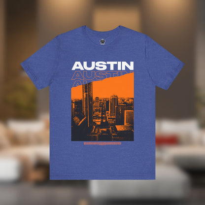 Austin Cityscape – Orange Edition (Unisex Tee) - T-Shirt | ShirtyAgents