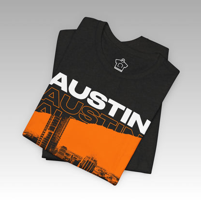 Austin Cityscape – Orange Edition (Unisex Tee) - T-Shirt | ShirtyAgents