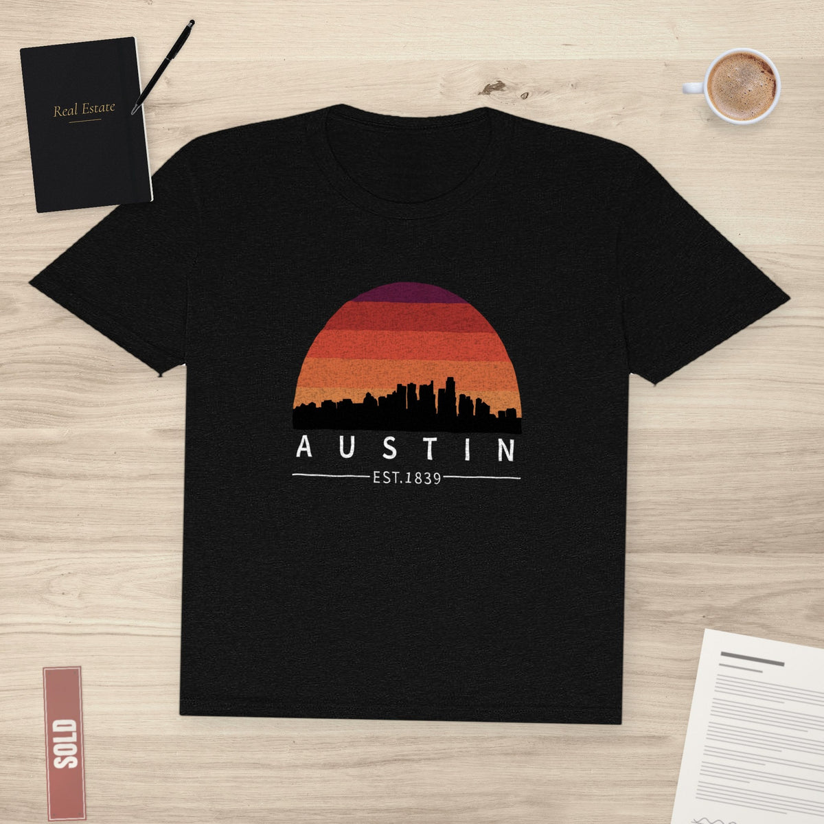 Austin Established Retro Sunset | Classic Tee - T-Shirt | ShirtyAgents