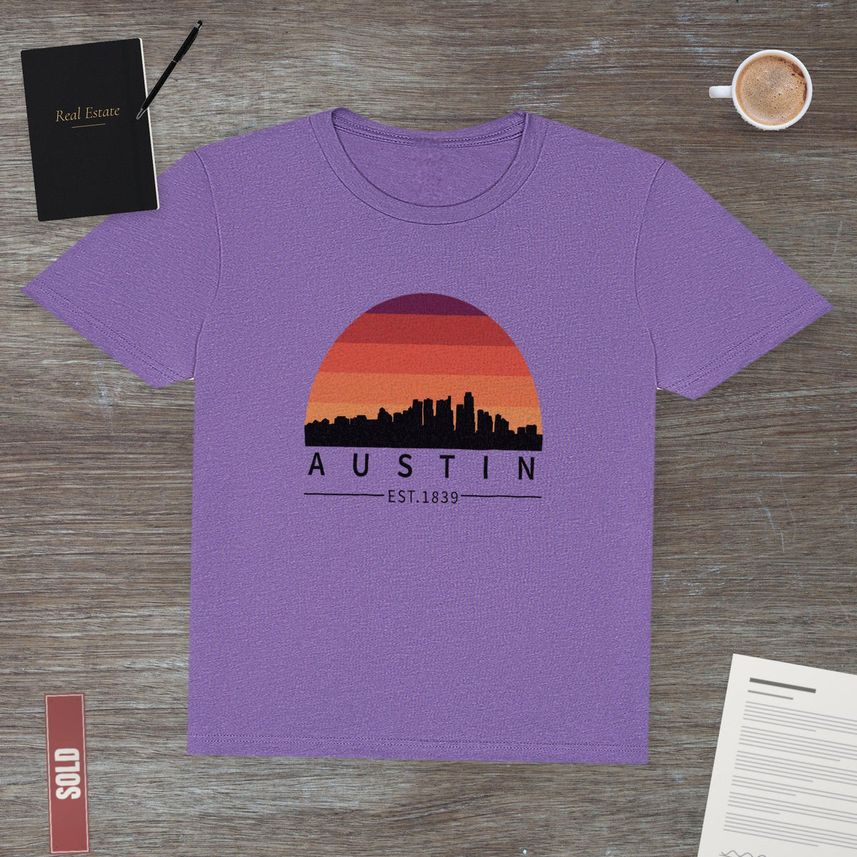 Austin Established Retro Sunset | Classic Tee - T-Shirt | ShirtyAgents