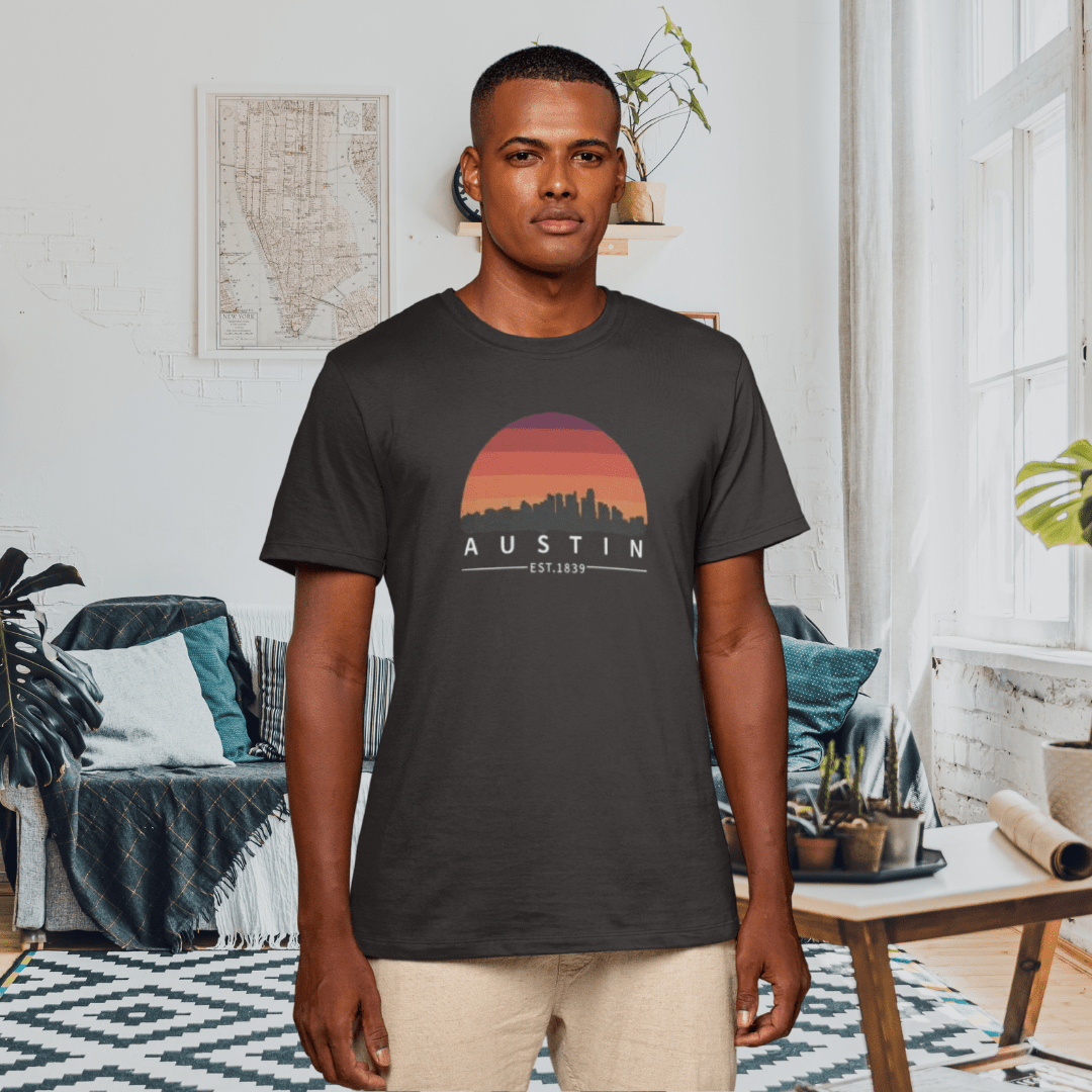 Austin Established Retro Sunset Tshirt - T-Shirt | ShirtyAgents