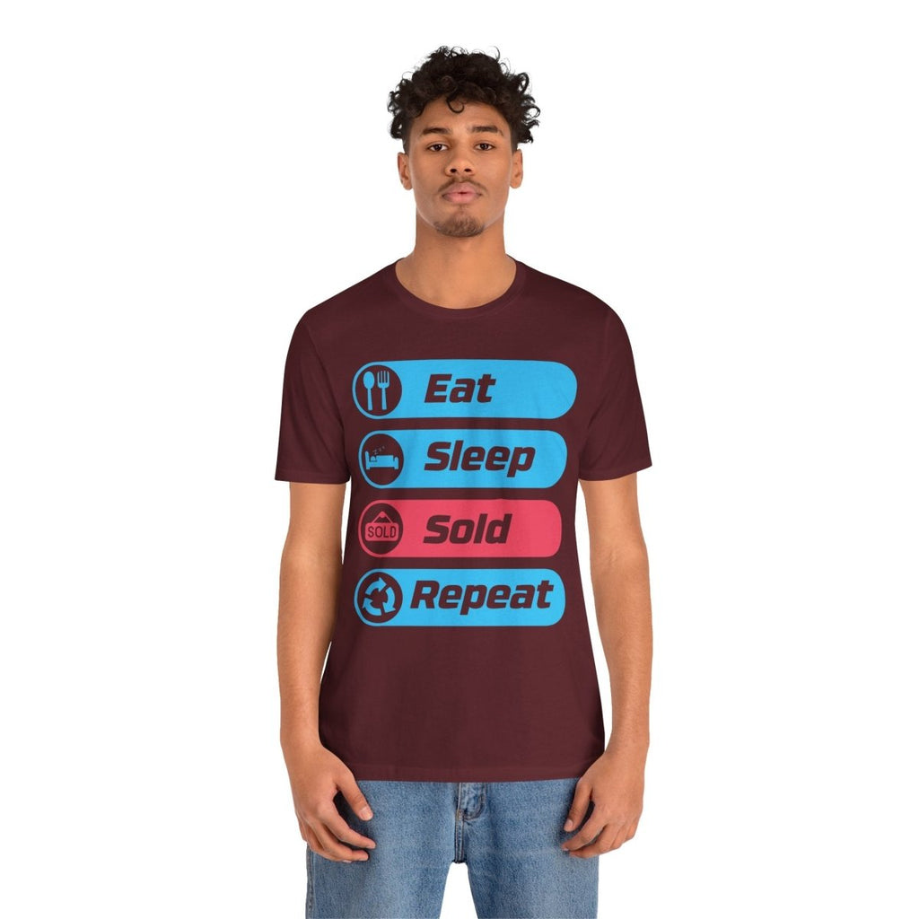 Eat Sleep Sold Repeat Unisex Jersey Short Sleeve Tee - T-Shirt | ShirtyAgents