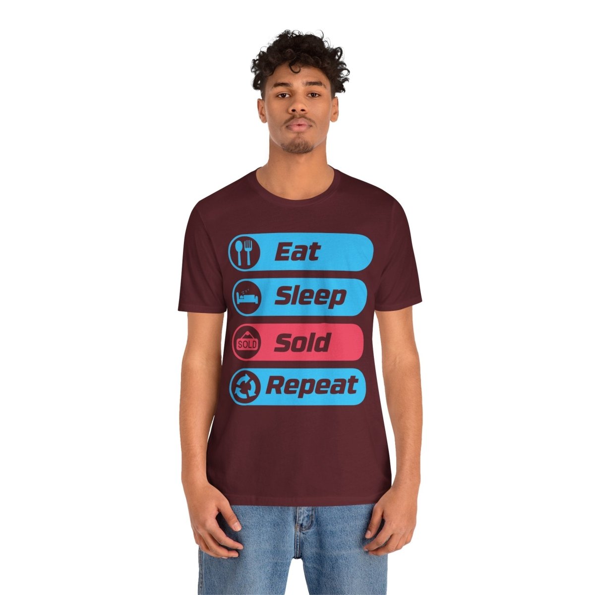 Eat Sleep Sold Repeat Unisex Jersey Short Sleeve Tee - T-Shirt | ShirtyAgents