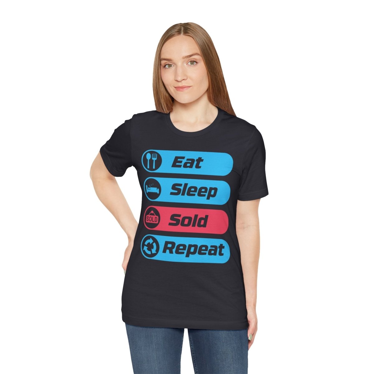 Eat Sleep Sold Repeat Unisex Jersey Short Sleeve Tee - T-Shirt | ShirtyAgents