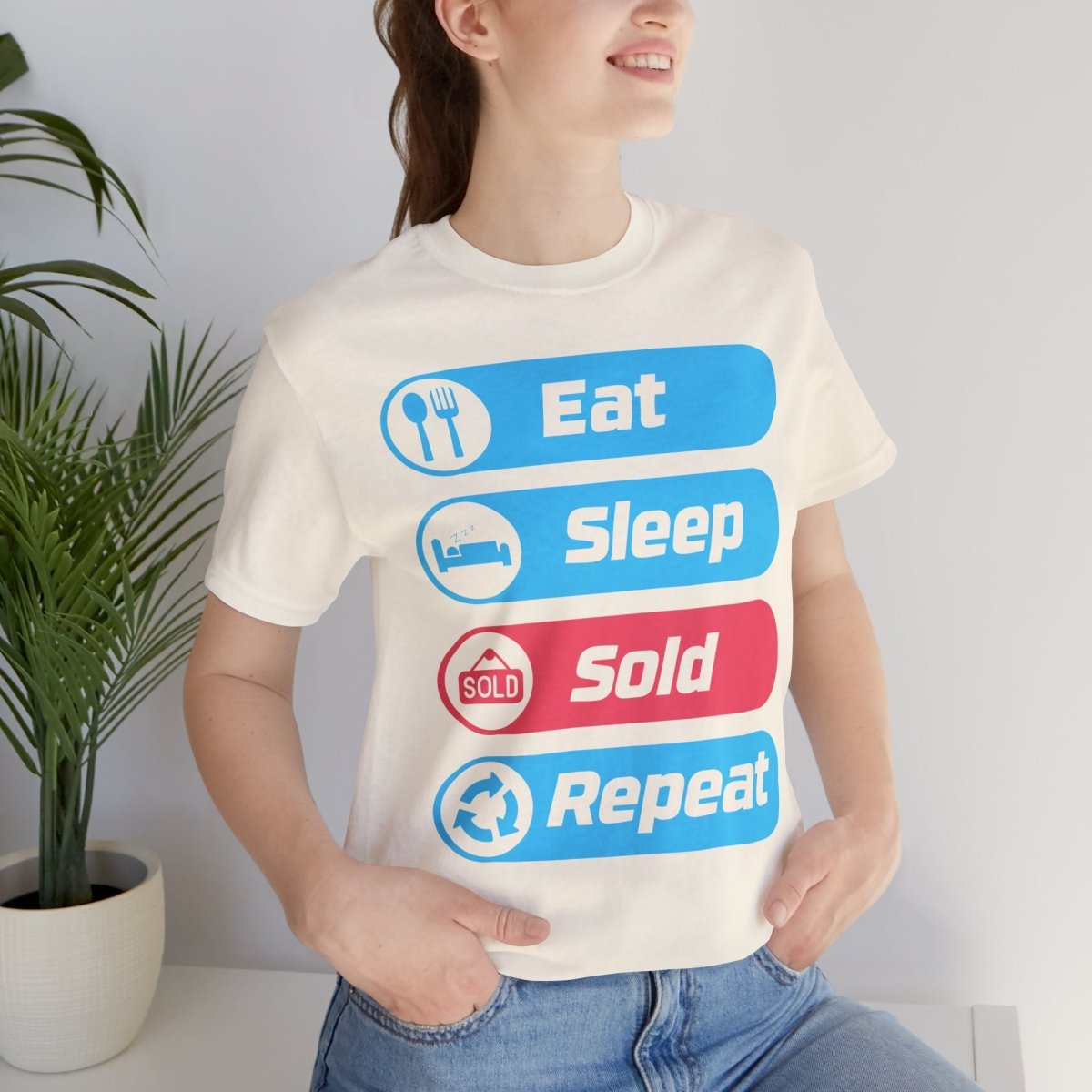 Eat Sleep Sold Repeat Unisex Jersey Short Sleeve Tee - T-Shirt | ShirtyAgents
