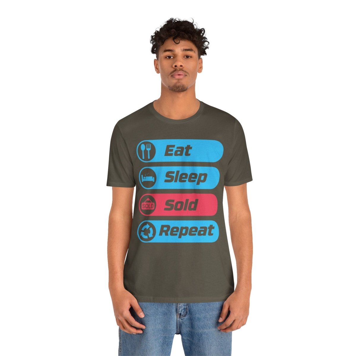 Eat Sleep Sold Repeat Unisex Jersey Short Sleeve Tee - T-Shirt | ShirtyAgents