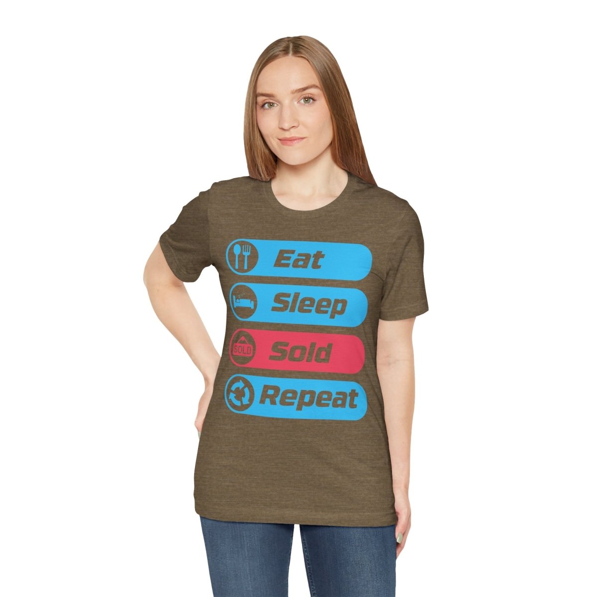 Eat Sleep Sold Repeat Unisex Jersey Short Sleeve Tee - T-Shirt | ShirtyAgents