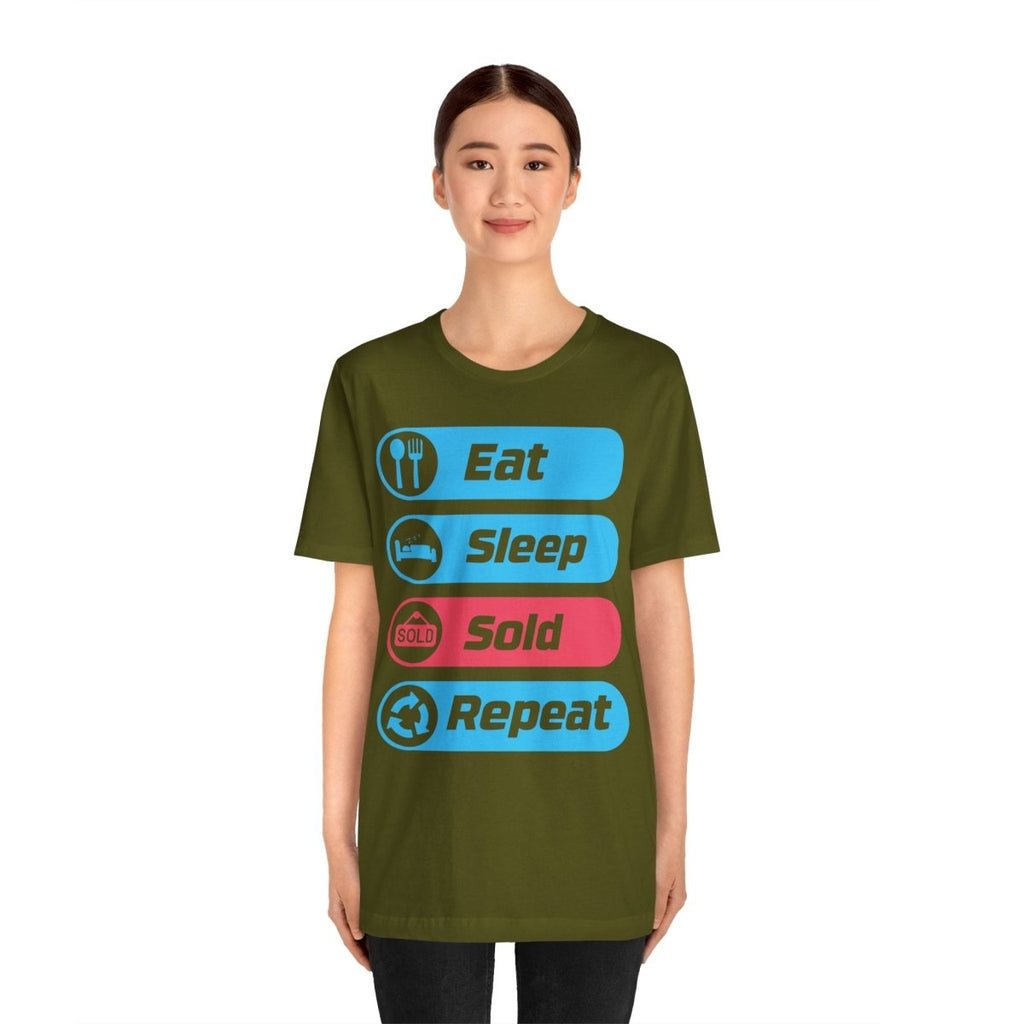 Eat Sleep Sold Repeat Unisex Jersey Short Sleeve Tee - T-Shirt | ShirtyAgents