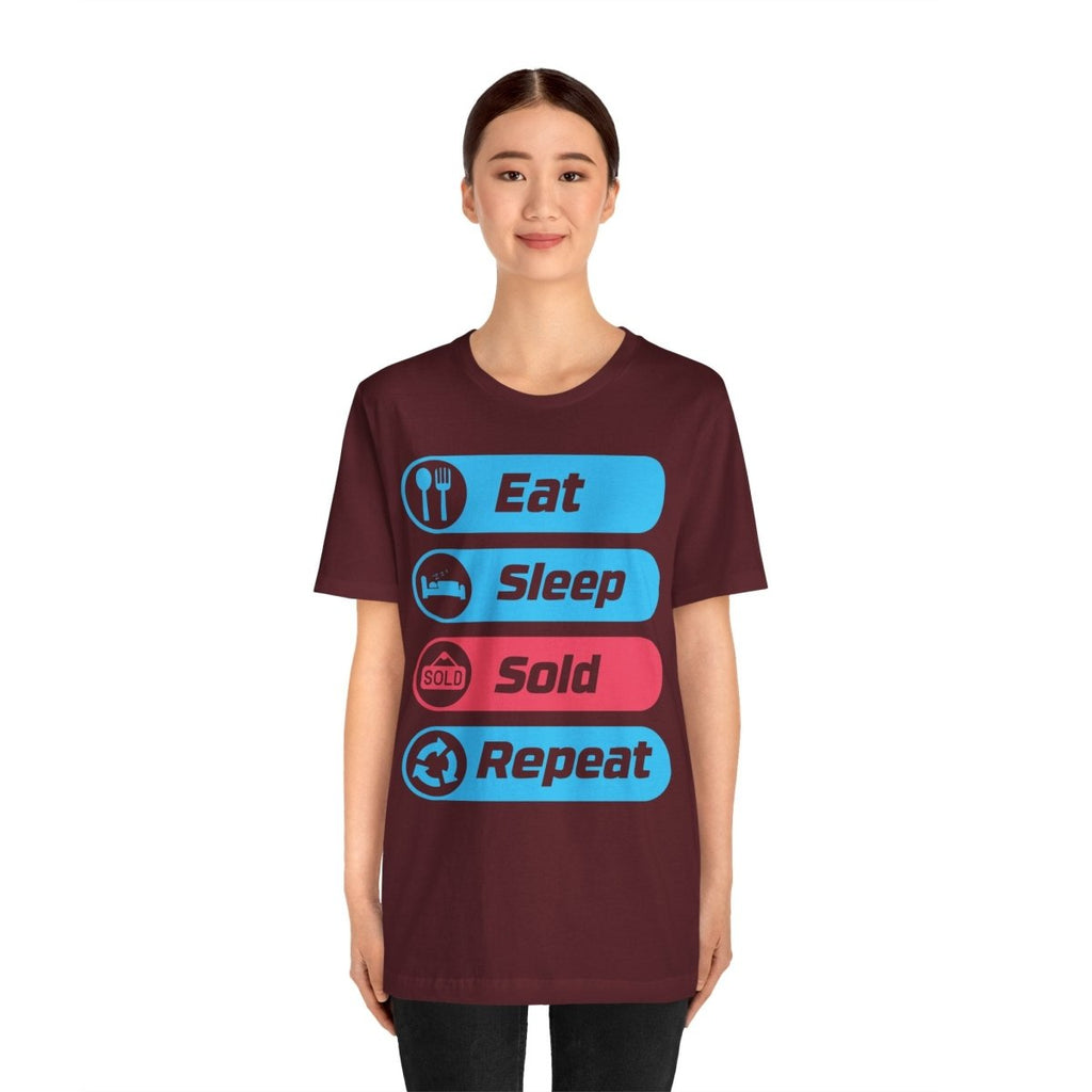 Eat Sleep Sold Repeat Unisex Jersey Short Sleeve Tee - T-Shirt | ShirtyAgents