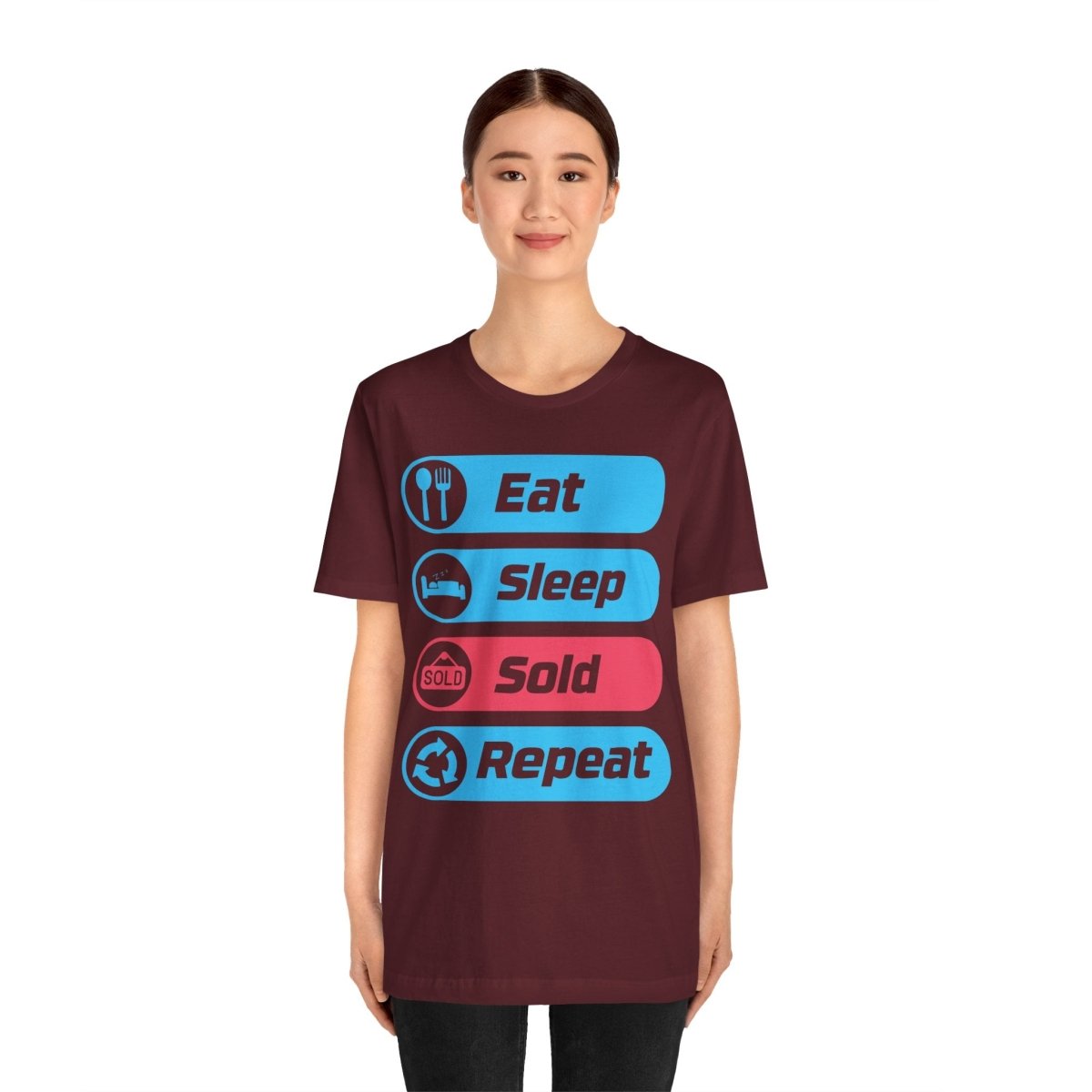 Eat Sleep Sold Repeat Unisex Jersey Short Sleeve Tee - T-Shirt | ShirtyAgents