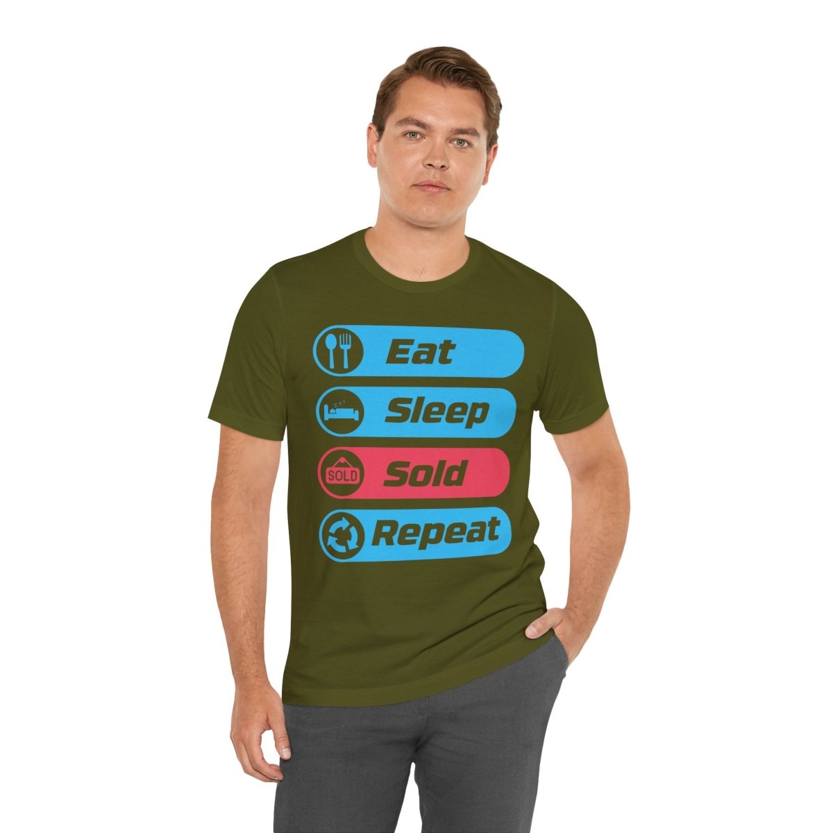 Eat Sleep Sold Repeat Unisex Jersey Short Sleeve Tee - T-Shirt | ShirtyAgents
