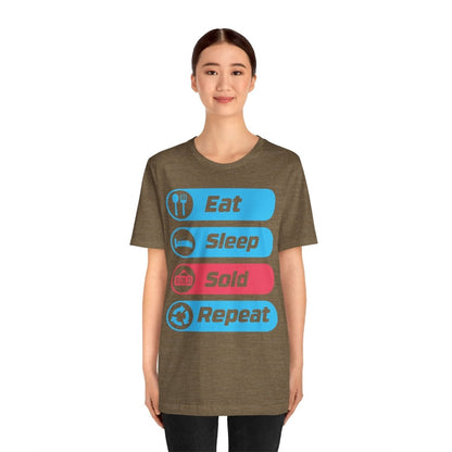 Eat Sleep Sold Repeat Unisex Jersey Short Sleeve Tee - T-Shirt | ShirtyAgents