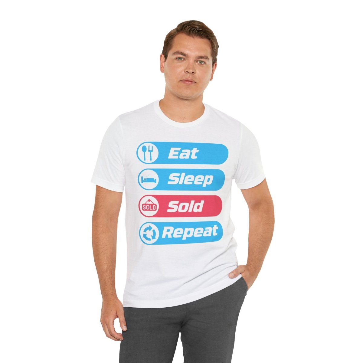 Eat Sleep Sold Repeat Unisex Jersey Short Sleeve Tee - T-Shirt | ShirtyAgents