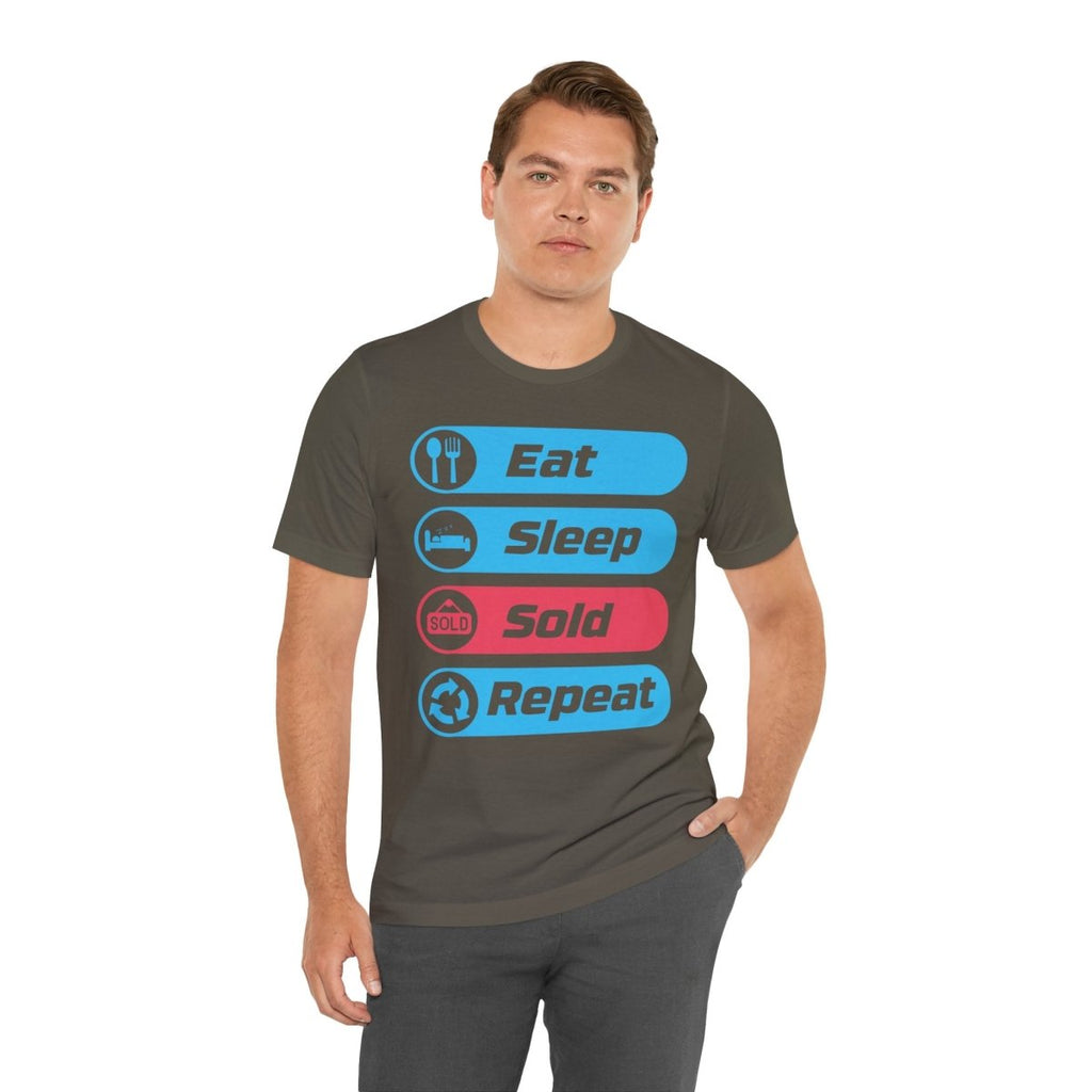 Eat Sleep Sold Repeat Unisex Jersey Short Sleeve Tee - T-Shirt | ShirtyAgents