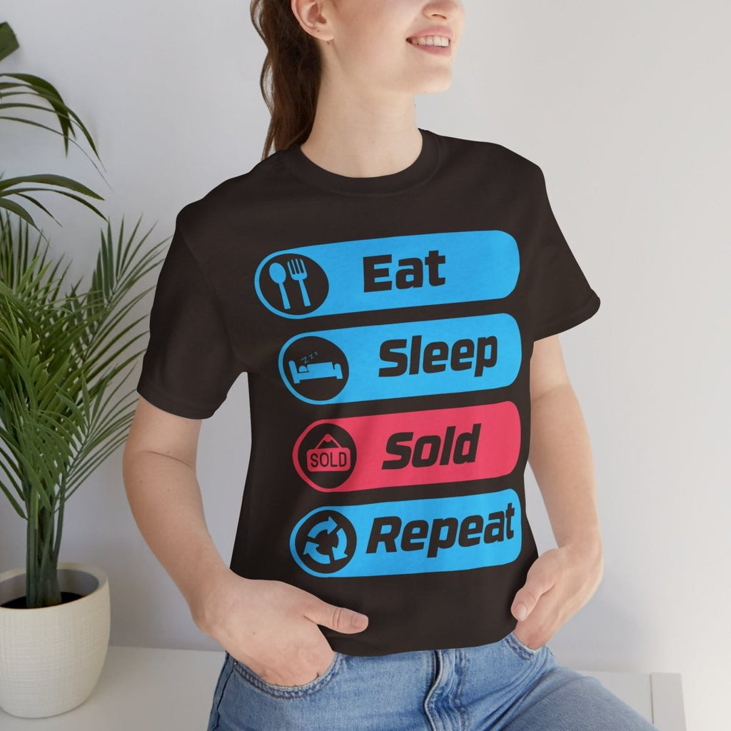 Eat Sleep Sold Repeat Unisex Jersey Short Sleeve Tee - T-Shirt | ShirtyAgents
