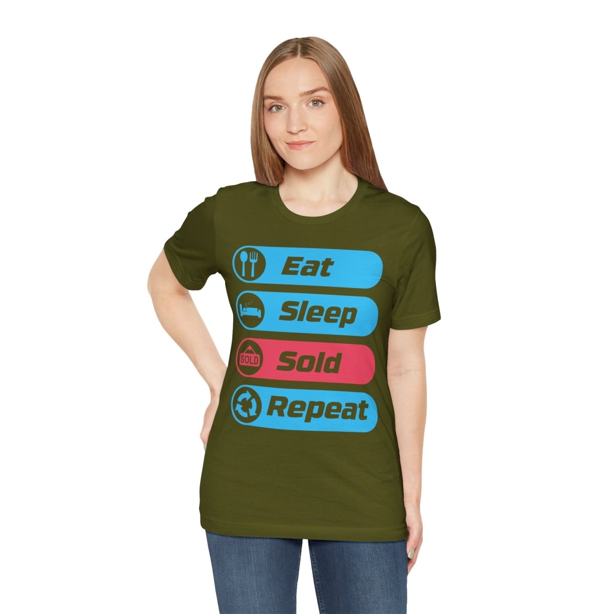 Eat Sleep Sold Repeat Unisex Jersey Short Sleeve Tee - T-Shirt | ShirtyAgents