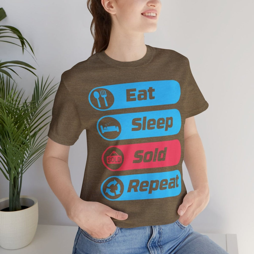 Eat Sleep Sold Repeat Unisex Jersey Short Sleeve Tee - T-Shirt | ShirtyAgents