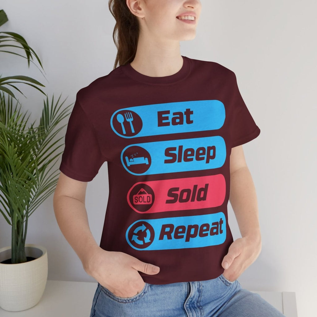 Eat Sleep Sold Repeat Unisex Jersey Short Sleeve Tee - T-Shirt | ShirtyAgents