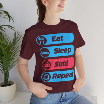Eat Sleep Sold Repeat Unisex Jersey Short Sleeve Tee - T-Shirt | ShirtyAgents