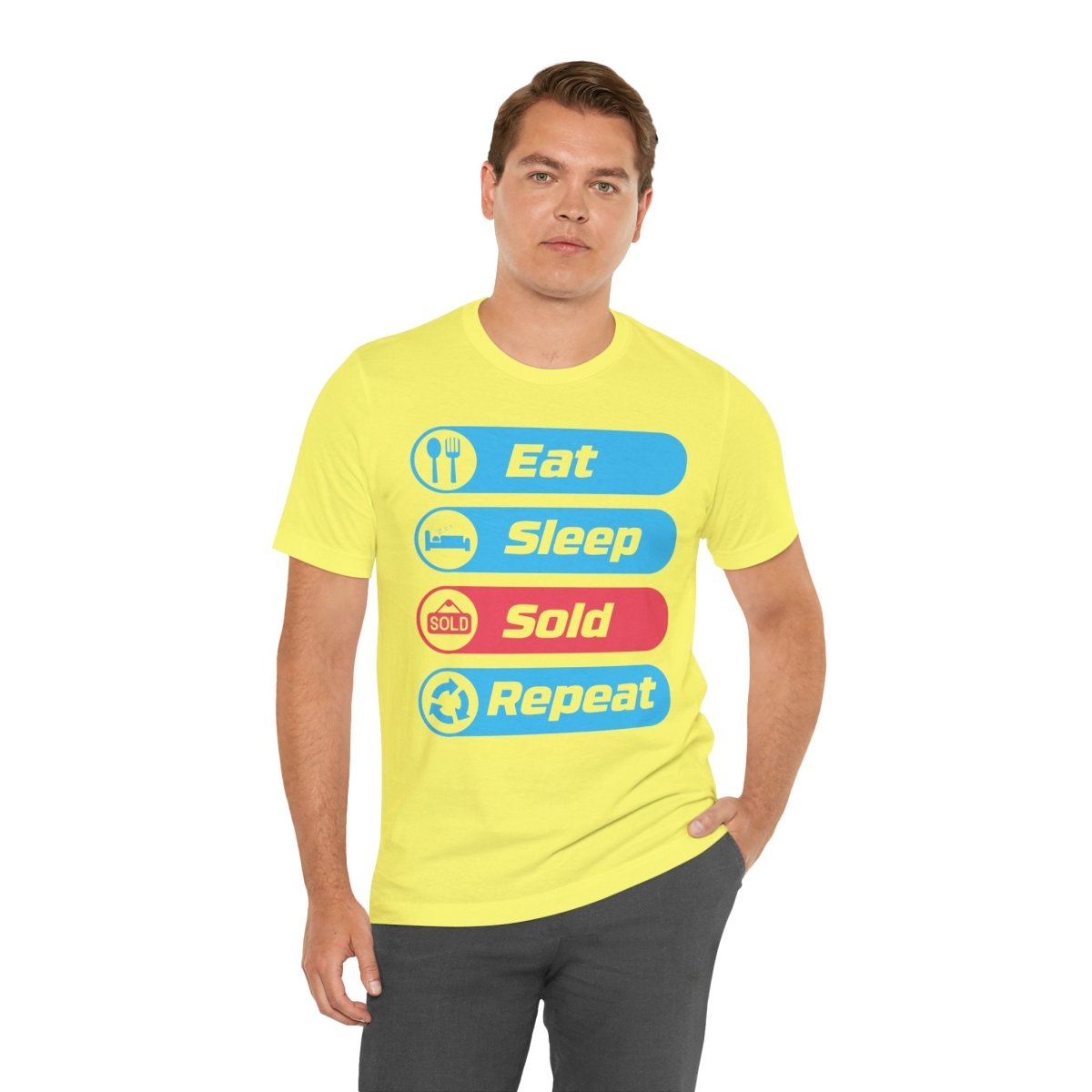 Eat Sleep Sold Repeat Unisex Jersey Short Sleeve Tee - T-Shirt | ShirtyAgents