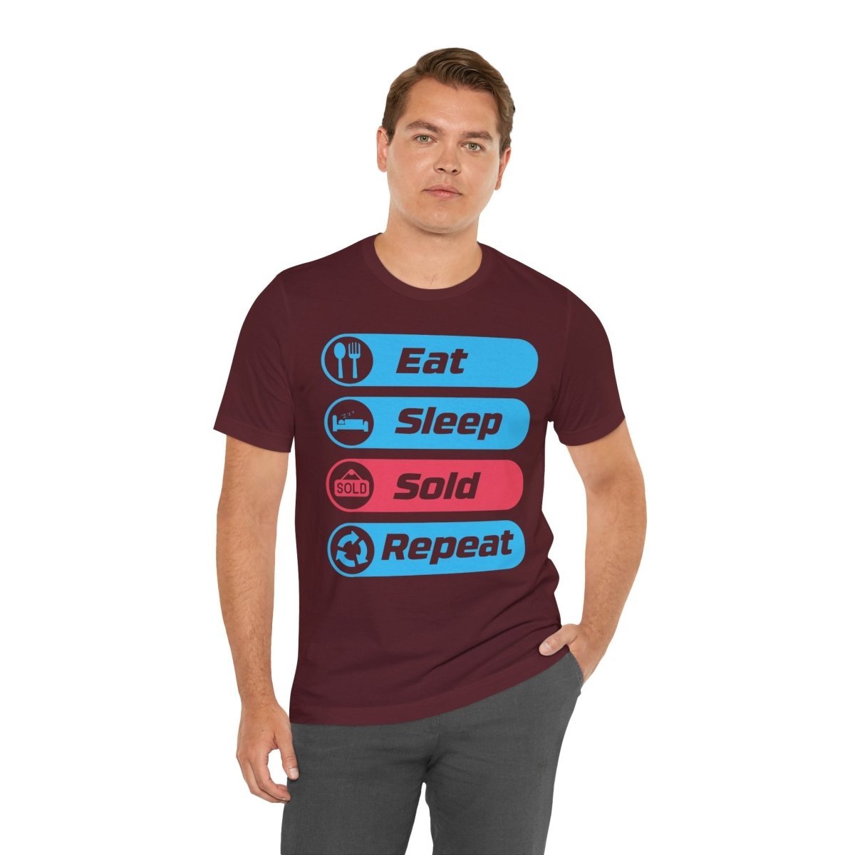Eat Sleep Sold Repeat Unisex Jersey Short Sleeve Tee - T-Shirt | ShirtyAgents