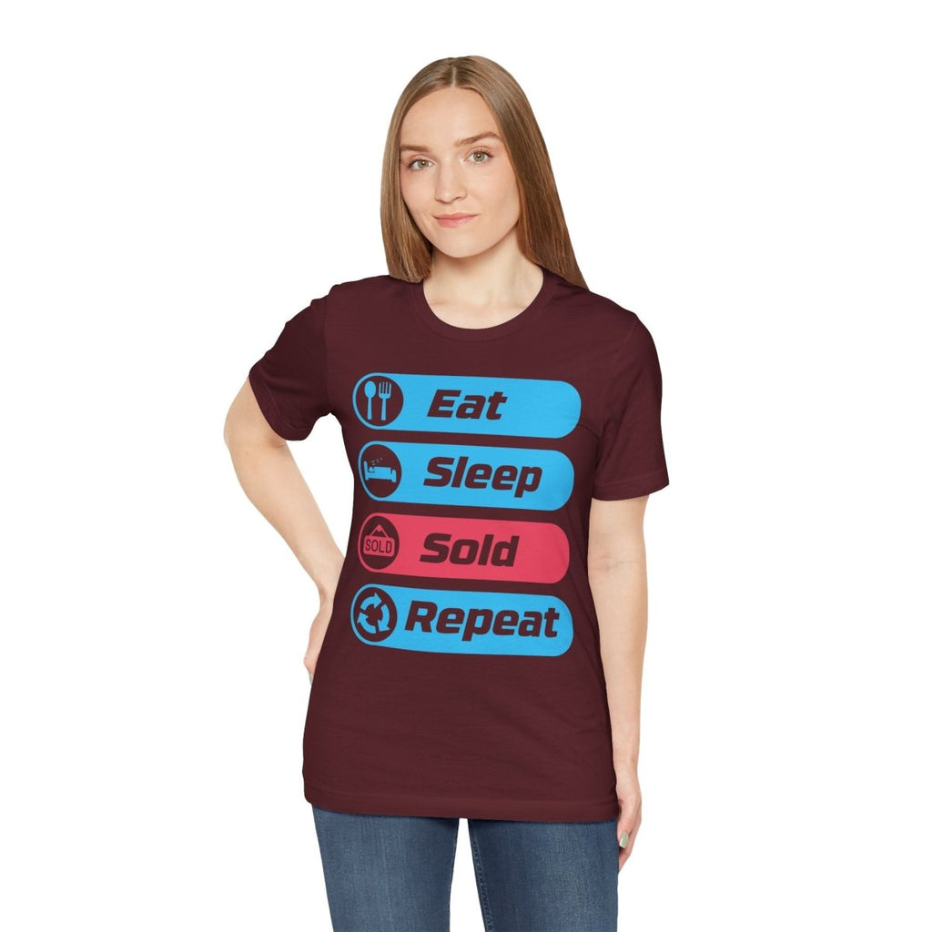 Eat Sleep Sold Repeat Unisex Jersey Short Sleeve Tee - T-Shirt | ShirtyAgents