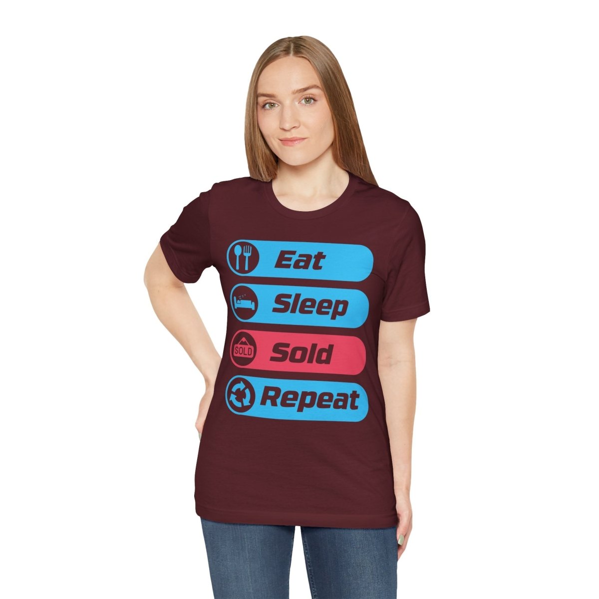 Eat Sleep Sold Repeat Unisex Jersey Short Sleeve Tee - T-Shirt | ShirtyAgents