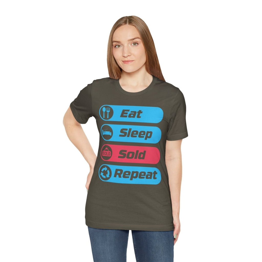 Eat Sleep Sold Repeat Unisex Jersey Short Sleeve Tee - T-Shirt | ShirtyAgents