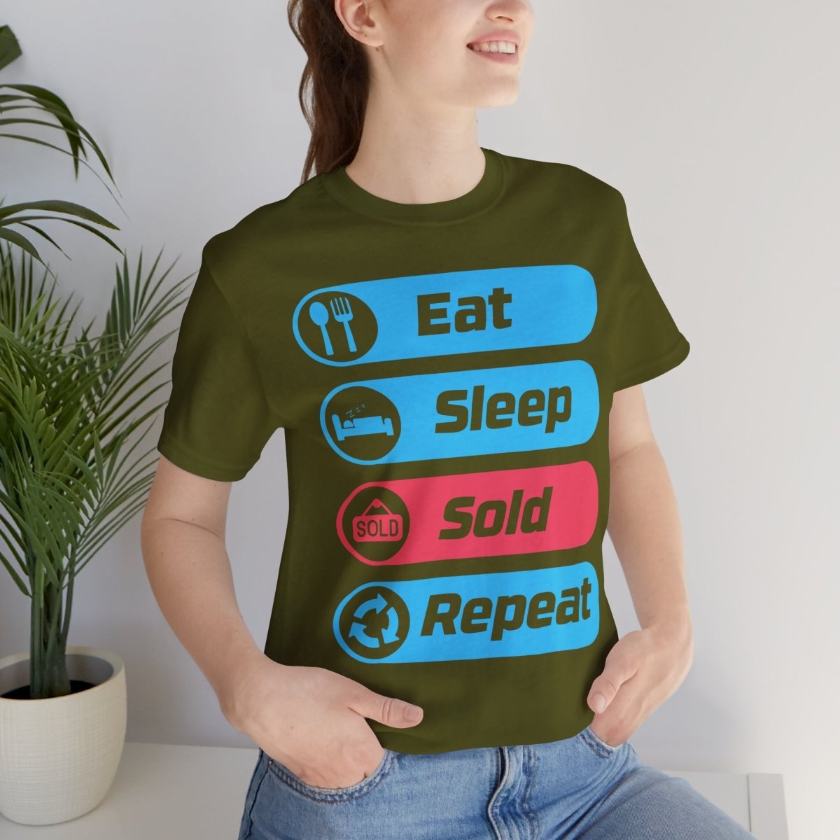 Eat Sleep Sold Repeat Unisex Jersey Short Sleeve Tee - T-Shirt | ShirtyAgents