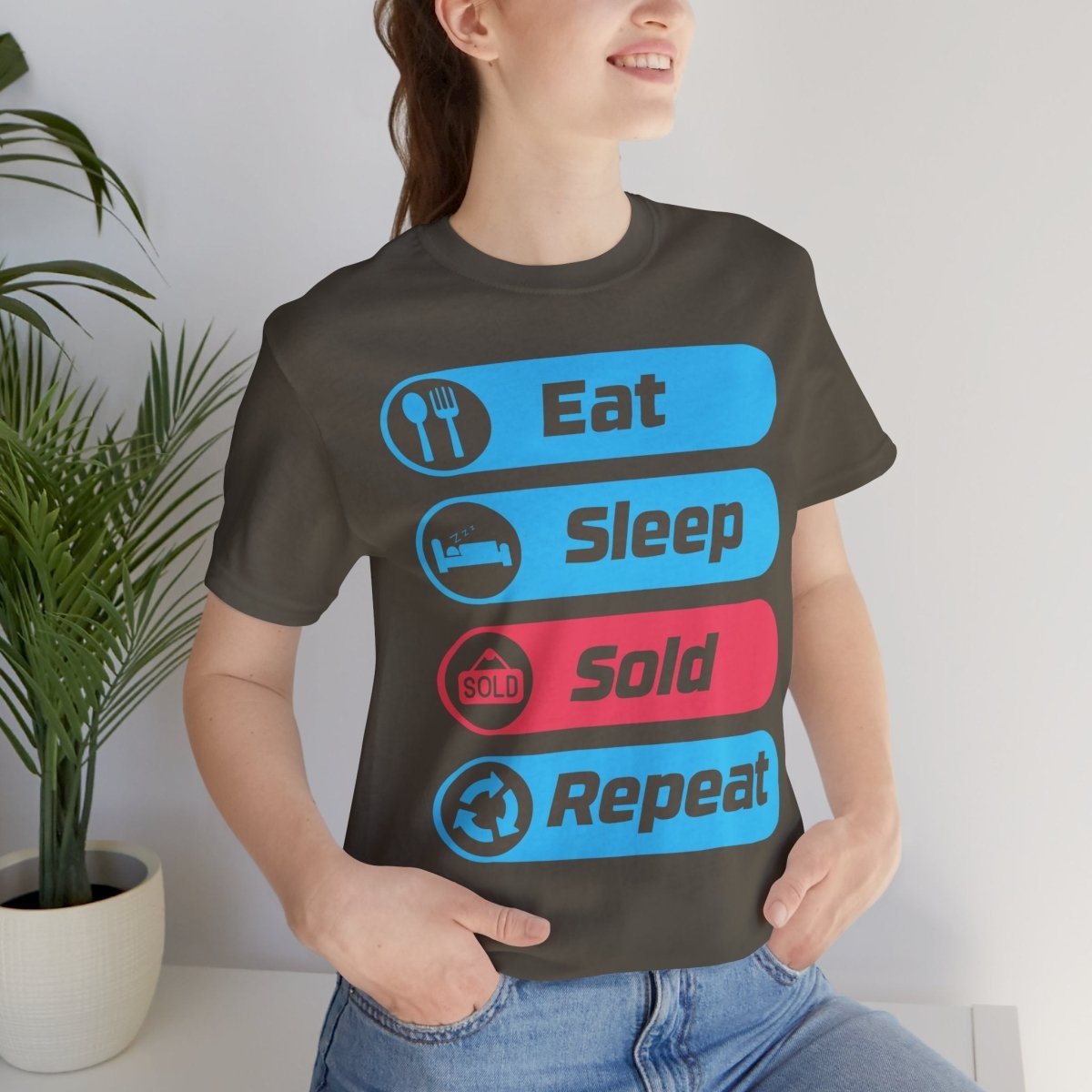 Eat Sleep Sold Repeat Unisex Jersey Short Sleeve Tee - T-Shirt | ShirtyAgents