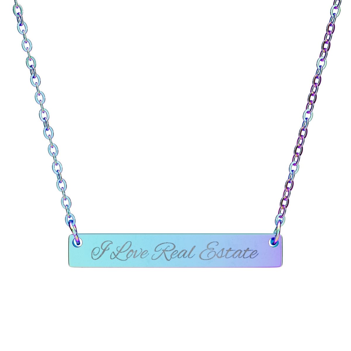 Engravable Horizontal Bar Necklace — Personalized Script Name Plate - Accessories | ShirtyAgents