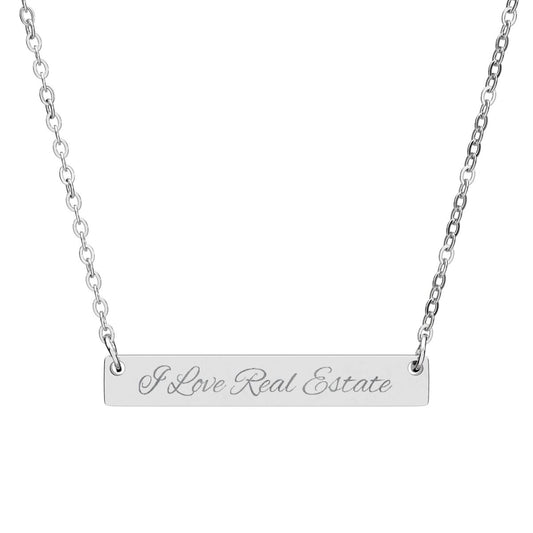 Engravable Horizontal Bar Necklace — Personalized Script Name Plate - Accessories | ShirtyAgents